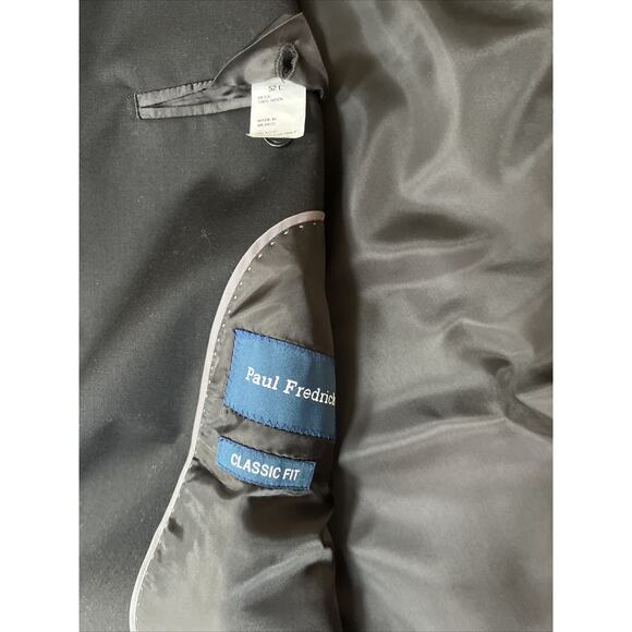 Paul Frederick Men’s black single vent bronze button wool blazer 52L NWT - Picture 6 of 8